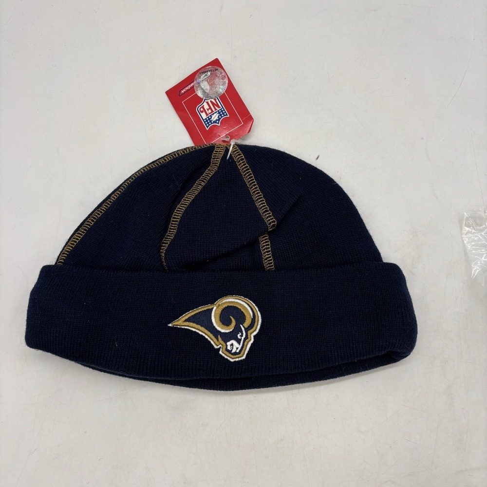 Los Angeles Rams Beanie Hat Reebok NFL Blue Gold Team Logo Cuffed Knit OSFA NWT